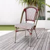 White Parisian French Cheap Garden Cafe Bar Stool Furniture Aluminum Wicker Rattan Outdoor Patio Restaurant Bistro Dining Chairs