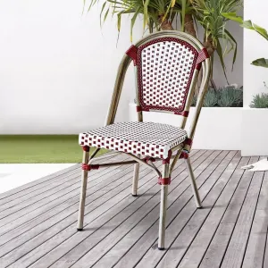 White Parisian French Cheap Garden Cafe Bar Stool Furniture Aluminum Wicker Rattan Outdoor Patio Restaurant Bistro Dining Chairs