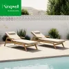 Wholesale Price Outdoor Furniture Teak Swimming Pool Sun Lounger Sunbed Outdoor Chaise Lounge Pool Loungers for Hotel Beach