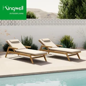 Wholesale Price Outdoor Furniture Teak Swimming Pool Sun Lounger Sunbed Outdoor Chaise Lounge Pool Loungers for Hotel Beach