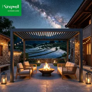 3x3 3x4 Modern Aluminum Motorized Adjustable Louvered Roof Eco-Friendly Durable Waterproof Outdoor Gazebo Furniture