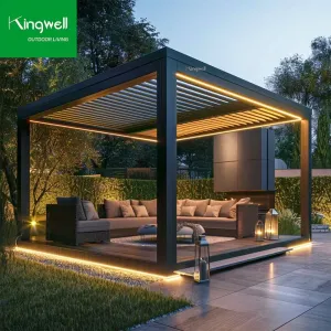 3x3 3x4 Modern Outdoor Furniture Pergola Aluminium Motorized Adjustable Louvered Roof Eco-Friendly Gazebo Waterproof Customized