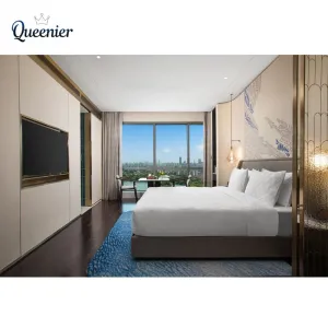 Bulk Purchase Factory Direct Custom 5 Star Modern Hotel Bedroom Set Solid Wood Resort Hotel Bed Full Hotel Guest Room Furniture