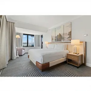 Capital Hilton Hotel Furniture 5-Star Solid Wood King Hotel Bed Headboard China Manufacturer Modern Luxury MDF Hotel Bedroom Set