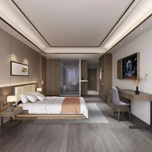 China Factory Custom Wooden 5 Star Hotel Furniture Manufacturer Hotel Room Modern Luxury King Size Hotel Bed Hotel Bedroom Set