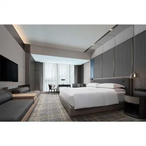 Commercial Modern 5 Star Hotel Bedroom Set Solid Wood Panel Durable Custom Hotel Room Furniture Factory Direct 2 Year Warranty