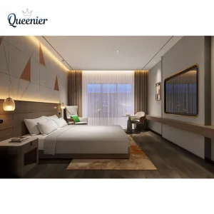 Commercial 5 Star Hotel Bedroom Furniture Sets Solid Wood Custom Modern 3D Service Design Hotel Guest Room Renovation Project