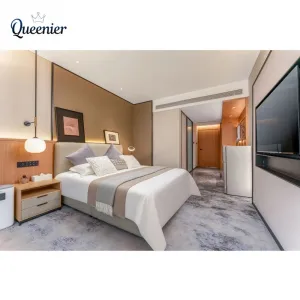 Commercial 5-Star Standard Queen Size Boutique Hotel Bedroom Sets Custom Modern Solid Wood Apartment Use Hospitality Furniture