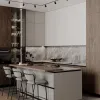 Custom All-in-One Mini Kitchenette Glass Laminated Plywood Cabinet Set for Apartment Contractor