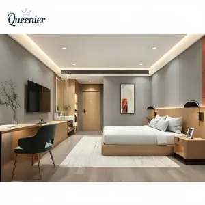 Custom Commercial Modern 5 Star Wooden Hotel Bedroom Set Luxury King Queen Size Hotel Bed Full Hotel Guest Room Furniture Suite