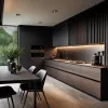Custom Luxury Modern Kitchen Cabinets Plywood Home Gold Black Vintage Modular Kitchen Island Complete Sets Multi-functional