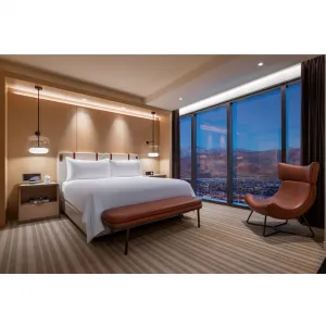Custom Modern Luxury Wood Hotel Bedroom Furniture Set King Size E0 Grade Materials 5 Star Commercial Use