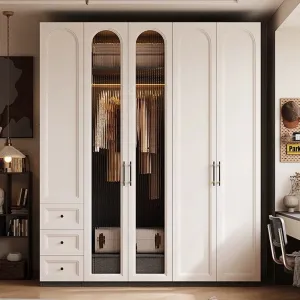 Custom Modern Wardrobe Closet Bedroom Living Room Large Storage Home Furniture Customized Color 4-Door Corner Easy Assemble