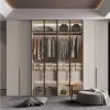 Custom Modern Wooden White Wardrobe Bedroom Furniture Luxury Wall Design 6-Door Closet Cabinet Drawers Living Room Space Saving