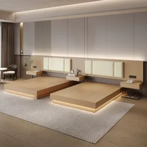 Factory Commercial Hotel Furniture Manufacturer 5 Star Hotel Bedroom Set Wooden king Bed Frame Modern Hotel Guest Room Furniture