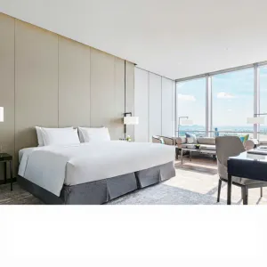Factory Direct Custom Modern Hotel Bedroom Set Apartment Suite 5 Star Hotel Guestroom Furniture Solid Wood King Size Hotel Bed