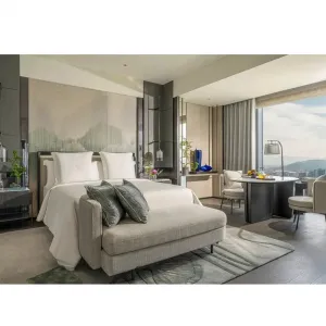 Factory Direct Luxury Hotel Bedroom Furniture Set Modern Solid Wood Hotel Room Furniture Apartments Hotel Renovation Project
