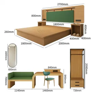 Factory Direct Modern 5 Star Full Hotel Room Furniture Wood King Size Hotel Bed Hotel Bedroom Set Applicable Louvre Hotel