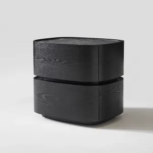 Factory Direct Sale Black Solid Wood Nightstand Set Luxury Hotel Bedroom Bedside Table Durable Marble Top Minimalist Nightstand