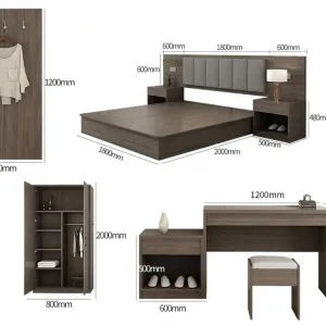 Factory Direct Sale Modern Luxury Hotel Bedroom Furniture Set 5 Star Standard Hotel Room Furniture Bed Panel Headboard for Sale