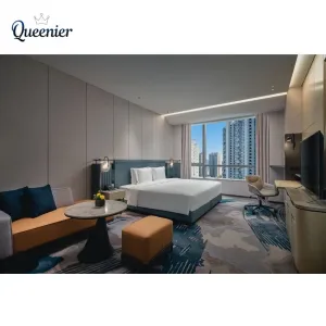 Factory Hot Sale Modern Luxury 5 Star Hotel Bedroom Set Wood Villa Apartment Full Size Furniture