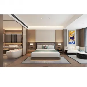Factory Price Luxury Modern Eco-friendly Solid Wood Hotel Bedroom Set Full Hotel Room Furniture Set for 5 Star Hotel Apartment