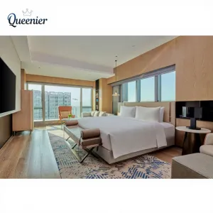 Foshan Factory Price Modern Solid Wood Apartment Hotel Bed Full Hotel Guest Room Suit Furniture Luxury 5 Star Hotel Bedroom Set