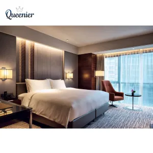 Foshan Factory Supplier 5 Star Full Hotel Bedroom Set American Modern Wood Panel Design for Apartment Use