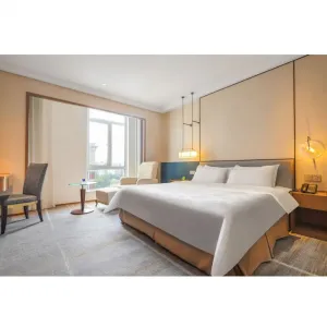 Foshan Manufacturer Factory Modern 5 Star Hotel Bedroom Furniture Set Wood Hotel Bed Luxury Full Hotel Room Furniture Project