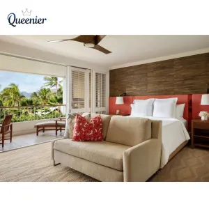 Four Seasons Resort Modern Solid Pine Wood Eco-Friendly Five Star Hotel Bedroom Furniture Set Villa Hotel Design Tv Unit
