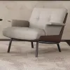 Nordic Luxury Solid Wood Hotel Arm Accent Chair Modern Portable Villa Living Room Recliner Chair
