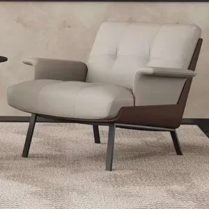 Nordic Luxury Solid Wood Hotel Arm Accent Chair Modern Portable Villa Living Room Recliner Chair