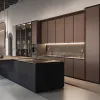 Home Modern Kitchen Cabinets Luxury Custom Gold Black Vintage Wood Kitchen Storage Cabinet Island Complete Set Kunyi K4