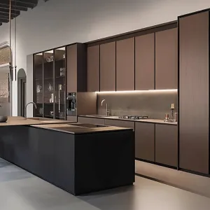 Home Modern Kitchen Cabinets Luxury Custom Gold Black Vintage Wood Kitchen Storage Cabinet Island Complete Set Kunyi K4