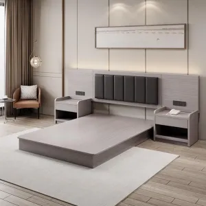 Hotel Furniture Manufacturer Custom Hotel Bedroom Furniture Set King Size Hotel Bed Headboard Modern Interior Apartment Suite