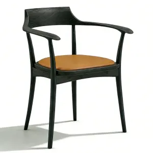 Hotel Restaurant Chair Wooden Modern Ash Wood Black Leather Dining Chair Hotel Event Chairs Arm Chair Supplies China Factory