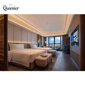 Luxury Custom Eco-Friendly Solid Wood 5 Star Hotel Bedroom Set Modern Hotel Mock-up Room Furniture Hotel Bed for Villa Apartment