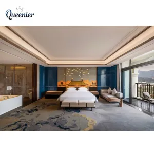 2026 Luxury Modern Hotel Bedroom Furniture Set 5 Star Solid Wood Panel Full Suite Apartment Use