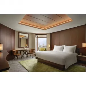 Luxury Modern Hotel Bedroom Set Solid Wood king Sized Upholstered Bed Headboard Custom Made 5 Star Hotel Furniture