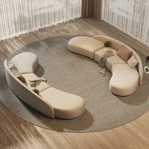 Luxury Modern Hotel Curved Lobby Sofa High Density Foam Fabric Sectional Sofa Set Eco-Friendly Durable Living Room Apartment