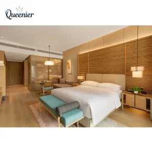 Marriott Hotel Style Luxury Modern Solid Wood Custom Villa Apartment Bedroom Furniture Set Bed Panel