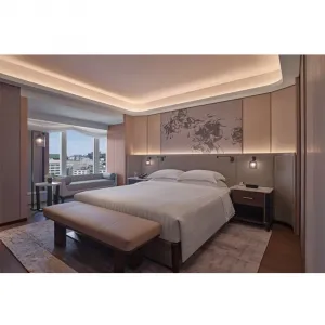 Marriott 5 Star Hotel Furniture American Style Modern Solid Wood King Size Full Hotel Room Bed Hotel Bedroom Set for Apartment