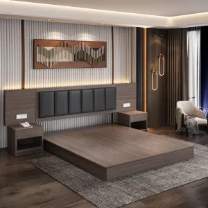 Modern Commercial Hotel Bedroom Set Renovation Apartment Project Wooden Hotel king Bed Frame Full Hotel Room Furniture for Sale