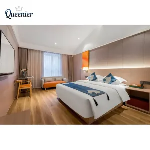 Modern Commercial Hotel Project 5 Star Hotel Bedroom Furniture Set Solid Wood Standard Hotel Room Bed Resort Hotel Furniture