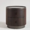 Modern Design Luxury Brown Solid Wood Bedroom Nightstand Set Storage Bedside Table Oak Round Nightstand for Hotel