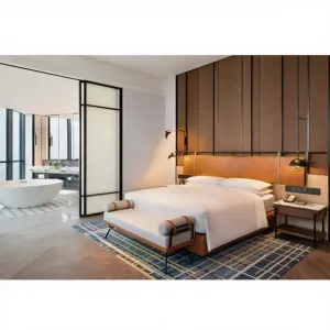 Modern European Design Five-Star Hotel Bedroom Furniture Set Luxury Solid Wood King Size Bed Customizable for Villa Apartment