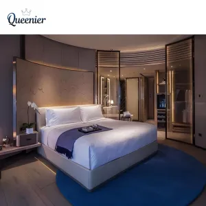 Modern Full Hotel Room Furniture 3-5 Star Hotel Bed Luxury Wood Hotel Bedroom Set Eco-friendly Durable for Living Room Hotel Use