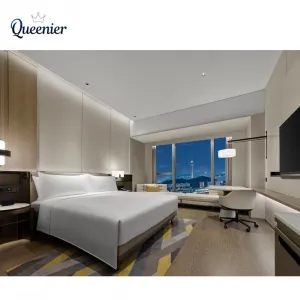 Modern Minimalist Commercial Hotel Bedroom Furniture Set Fire-resistant Fabric Headboard One-stop Solution Guestroom Furnishing