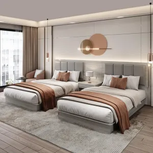 Modern Minimalist Hotel Bed 5 Star Commercial Hotel Furniture Supplier Hotel Bedroom Set Full Hotel Furniture Apartment Suite