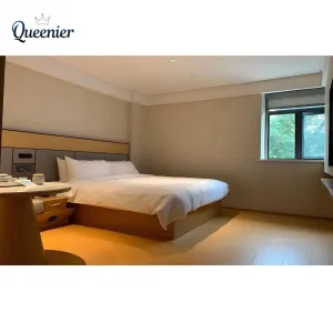 Modern Minimalist Solid Wood Full Size Hotel king Bed Guest Room Furniture Eco-Friendly Hotel Bedroom Set for Apartment Villa